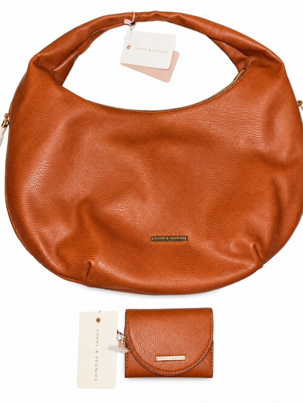 Poppy & Peonies - BRAND NEW - Large Chestnut Hobo with Matching Wallet